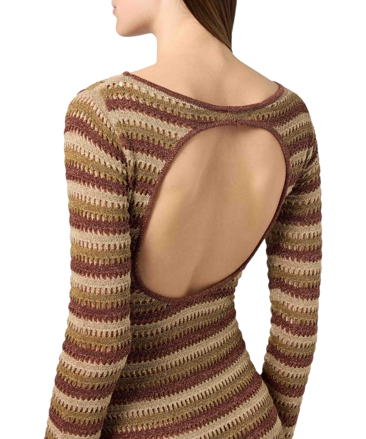 MC2 Saint Barth Abito Lungo Robyn in Crochet a Righe