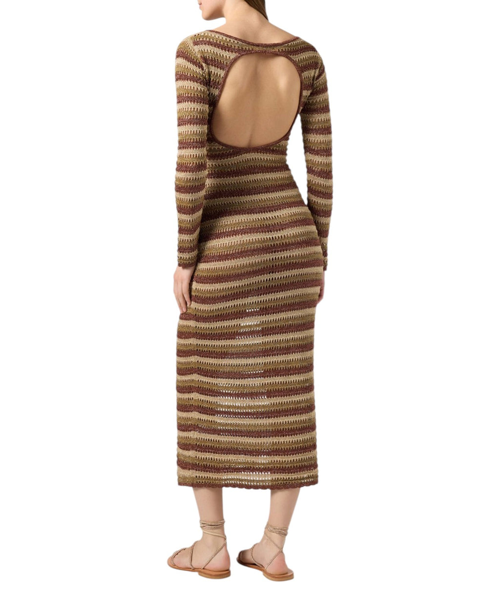 MC2 Saint Barth Robe Longue Robyn en Crochet à Rayures