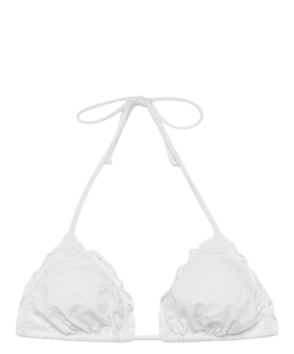 Top Bikini Sagittarius en dentelle Sangallo avec design triangle