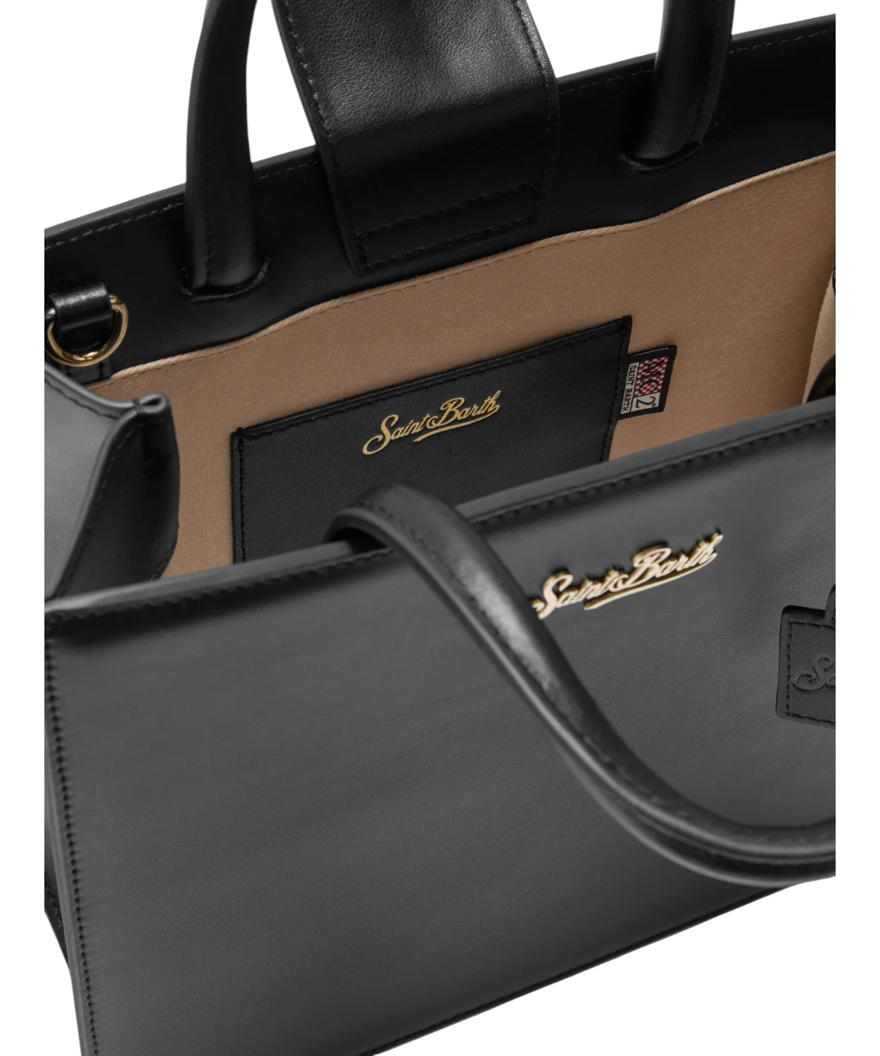 Shop Bag Midi in pelle nera con tracolla removibile-Mc2 Saint Barth-Borse a mano-Vittorio Citro Boutique