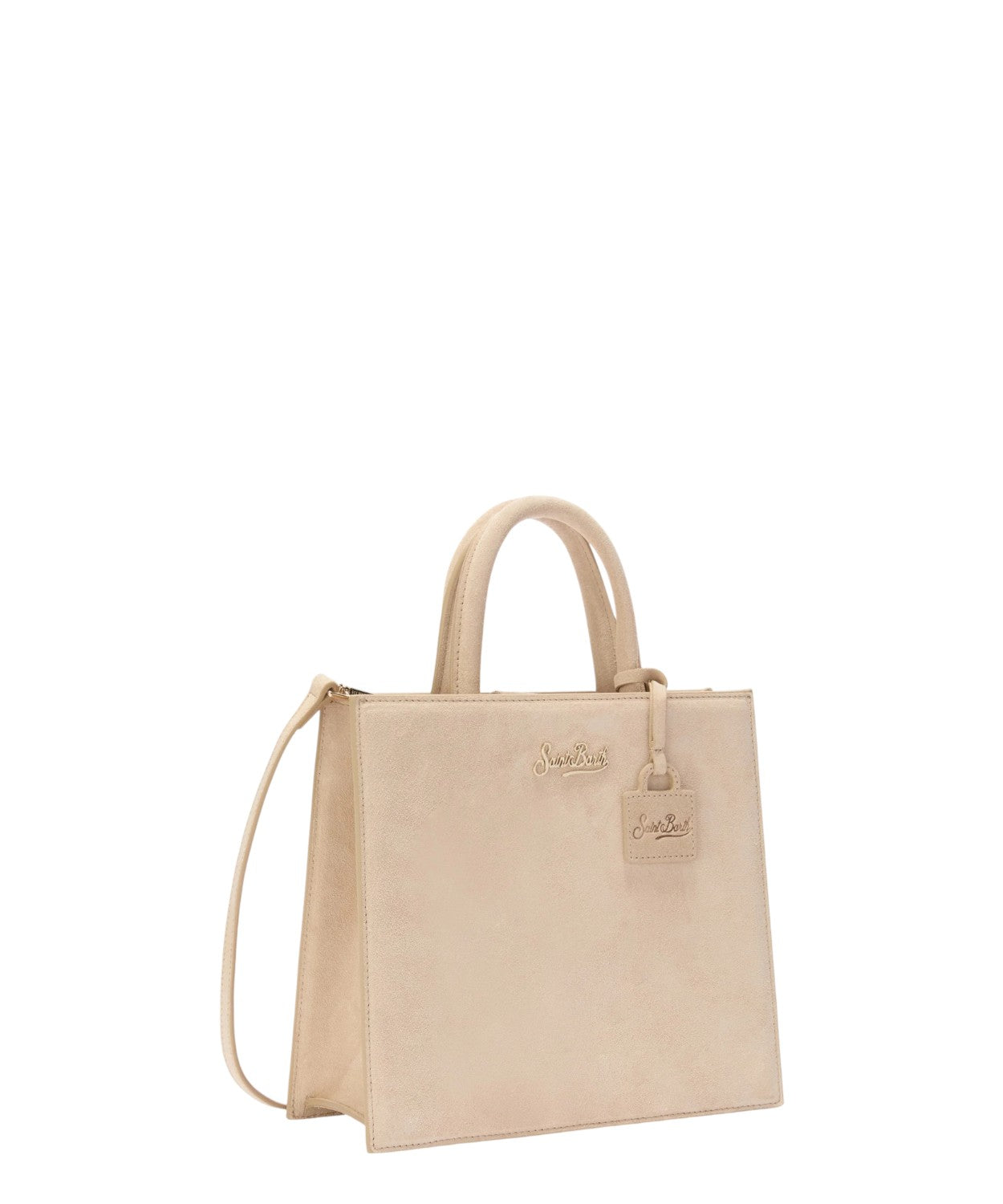 Shop Bag Midi in pelle scamosciata beige con tracolla removibile-Mc2 Saint Barth-Borse a mano-Vittorio Citro Boutique