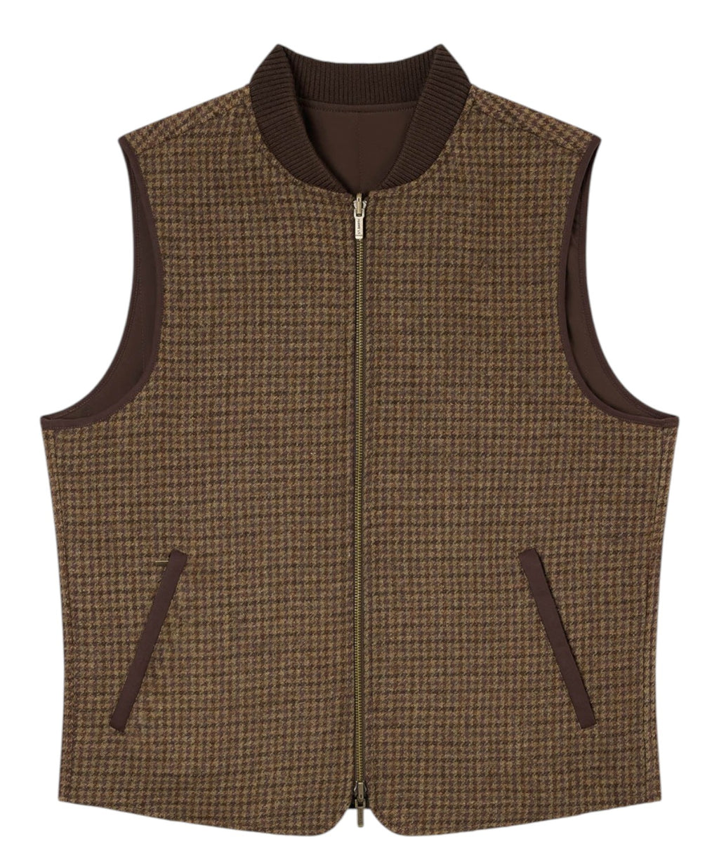 Gilet Spencer Reversibile in Lana Pied de Poule per Uomo