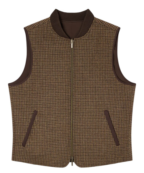 Gilet Spencer Reversibile in Lana Pied de Poule per Uomo