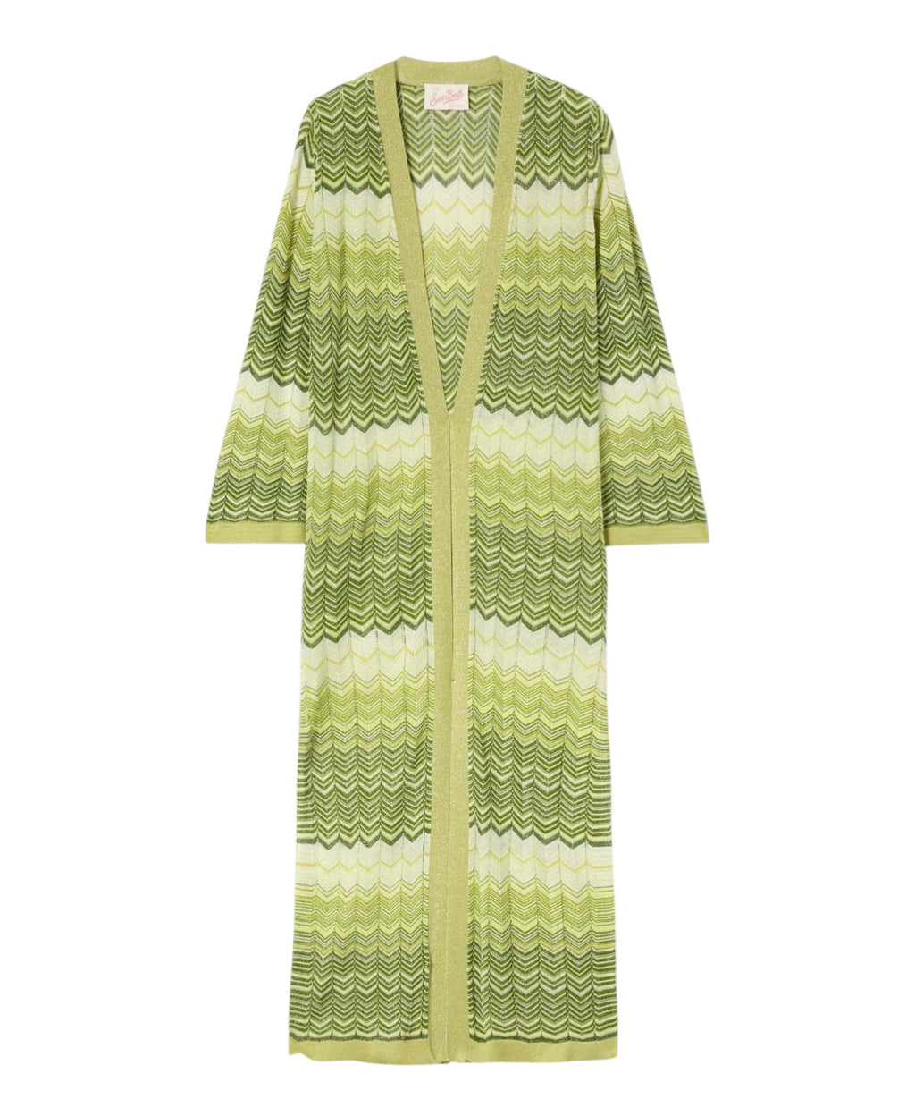 MC2 Saint Barth Cardigan Long Tonia avec Motif Géométrique
