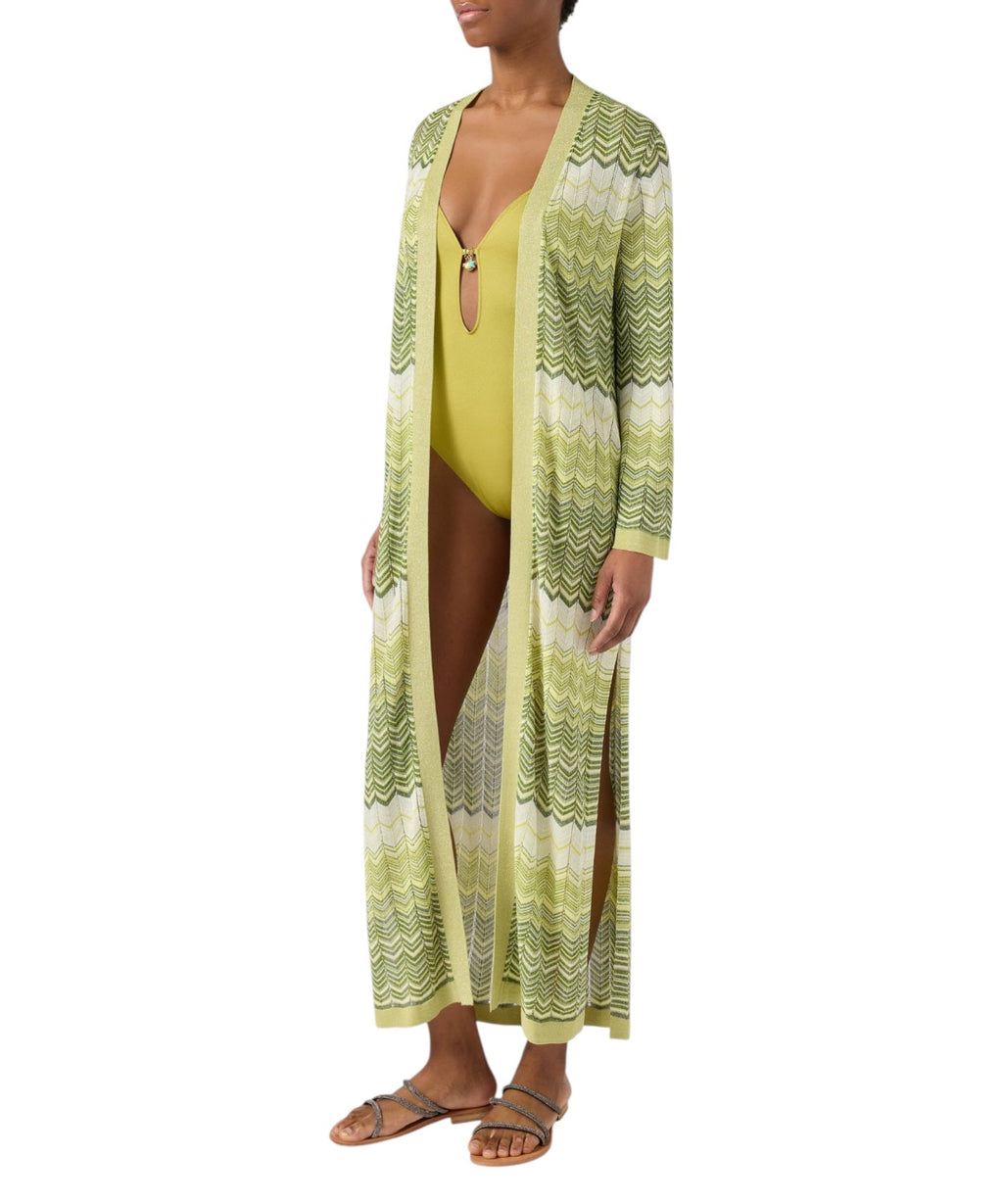 MC2 Saint Barth Cardigan Long Tonia avec Motif Géométrique