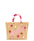 Sac Vanity Mini en raphia avec perles et bandoulière amovible