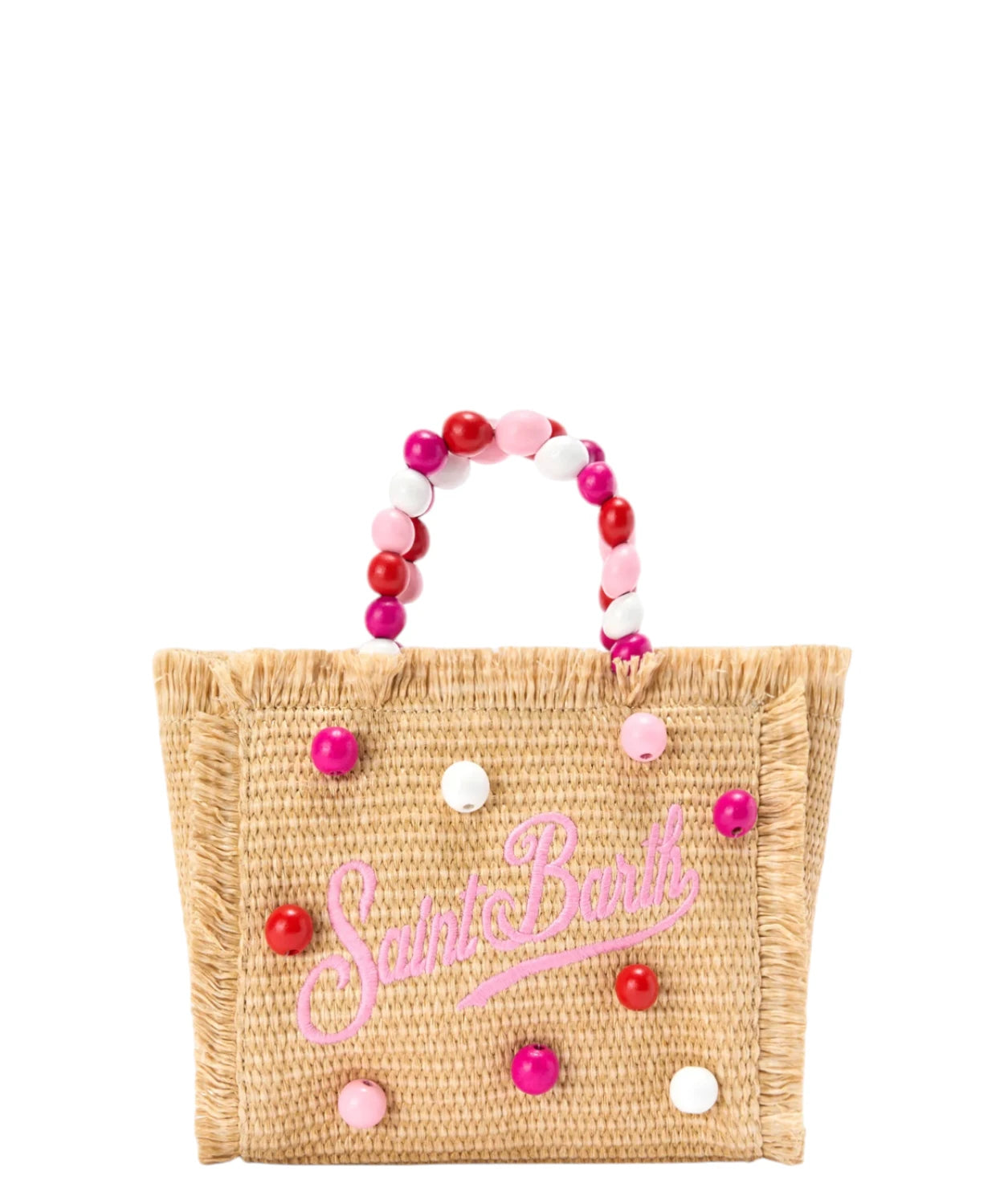 Sac Vanity Mini en raphia avec perles et bandoulière amovible