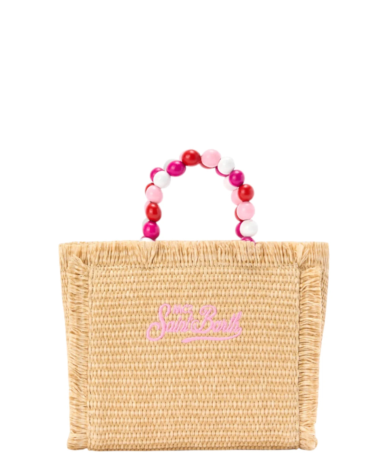 Sac Vanity Mini en raphia avec perles et bandoulière amovible