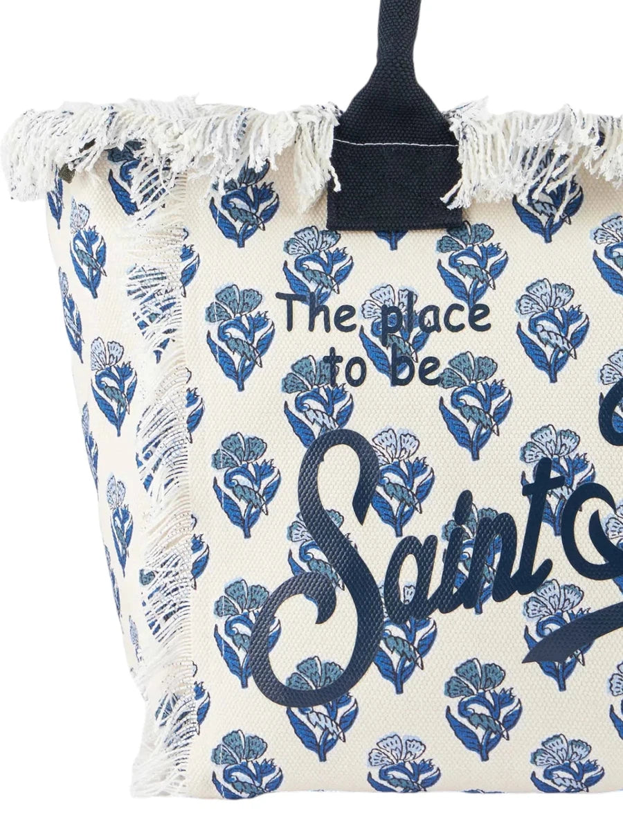 Borsa Tote Vanity a Righe Indaco e Fiori-Mc2 Saint Barth-Borse a mano-Vittorio Citro Boutique