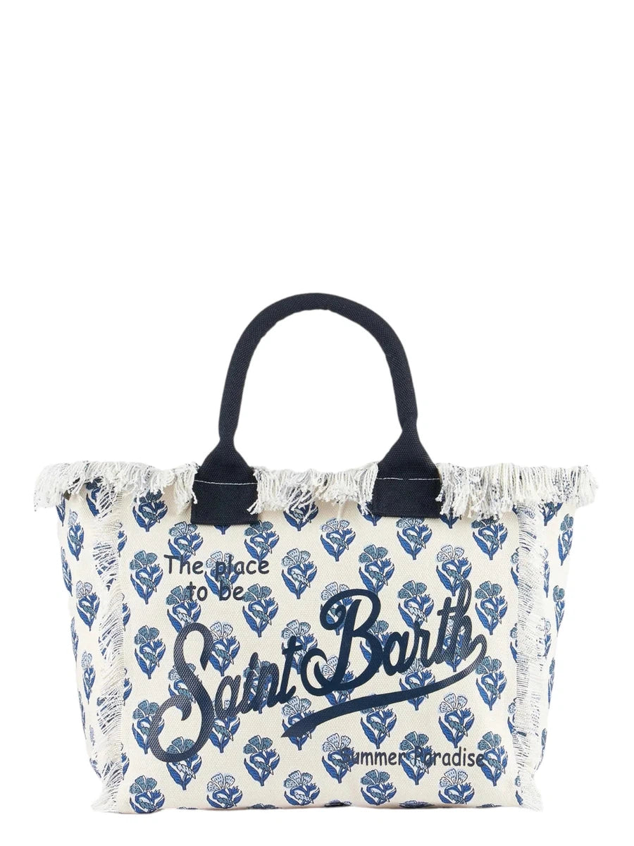 Borsa Tote Vanity a Righe Indaco e Fiori-Mc2 Saint Barth-Borse a mano-Vittorio Citro Boutique