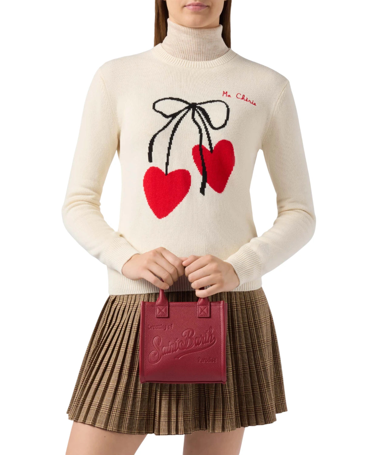 Vanity Bag Mini in pelle martellata bordeaux con tracolla removibile-Mc2 Saint Barth-Borse a mano-Vittorio Citro Boutique