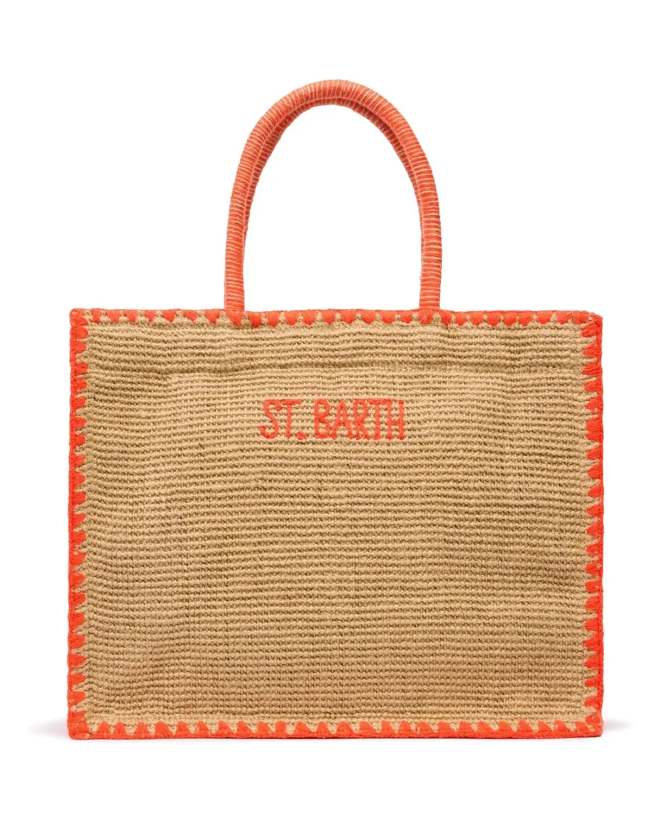 Borsa Vivian Jute in rafia con scritta multicolor “Sunrise Sunset”-Borse a spalla-Mc2 Saint Barth-Vittorio Citro Boutique