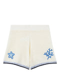 Shorts Yvette bianchi ajourés avec patch crochet marine