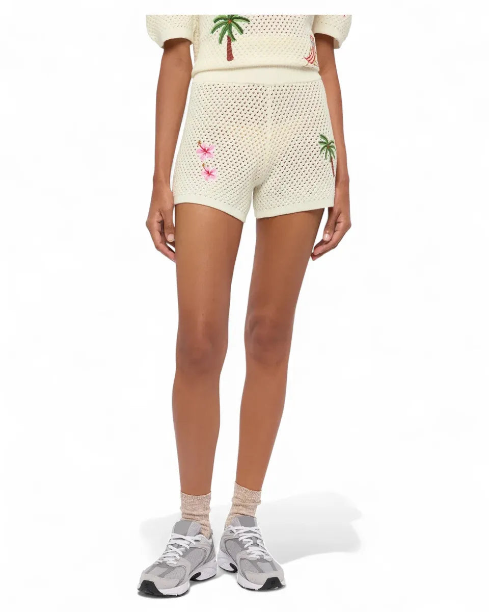 Shorts Yvette in maglia traforata con ricami e vita alta-Shorts-Mc2 Saint Barth-Vittorio Citro Boutique