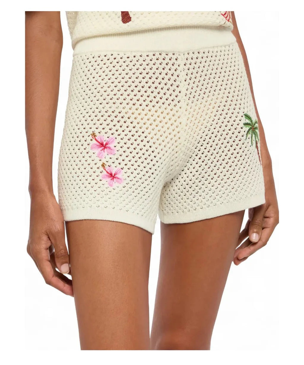 Shorts Yvette in maglia traforata con ricami e vita alta-Shorts-Mc2 Saint Barth-Vittorio Citro Boutique
