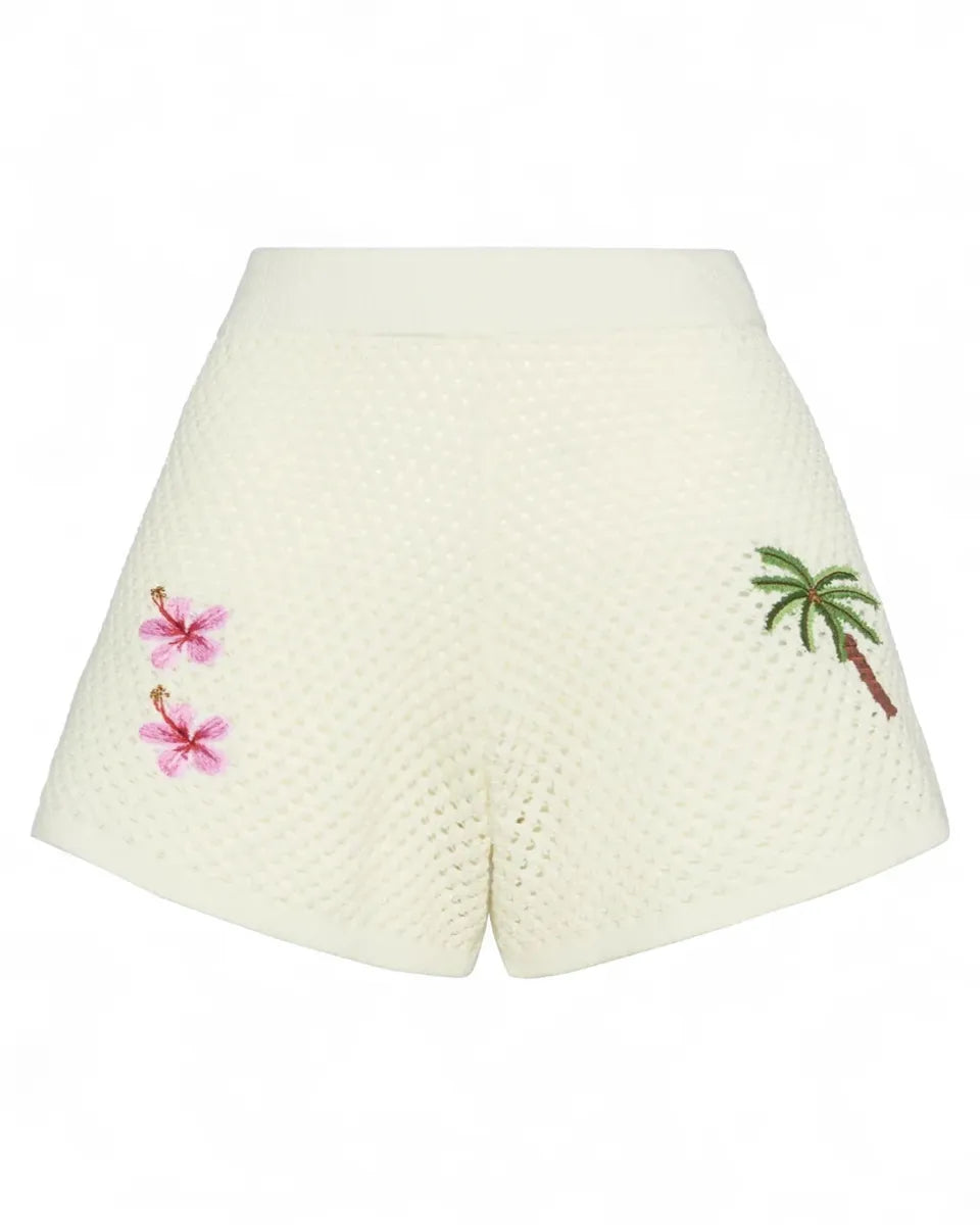 Shorts Yvette in maglia traforata con ricami e vita alta-Shorts-Mc2 Saint Barth-Vittorio Citro Boutique