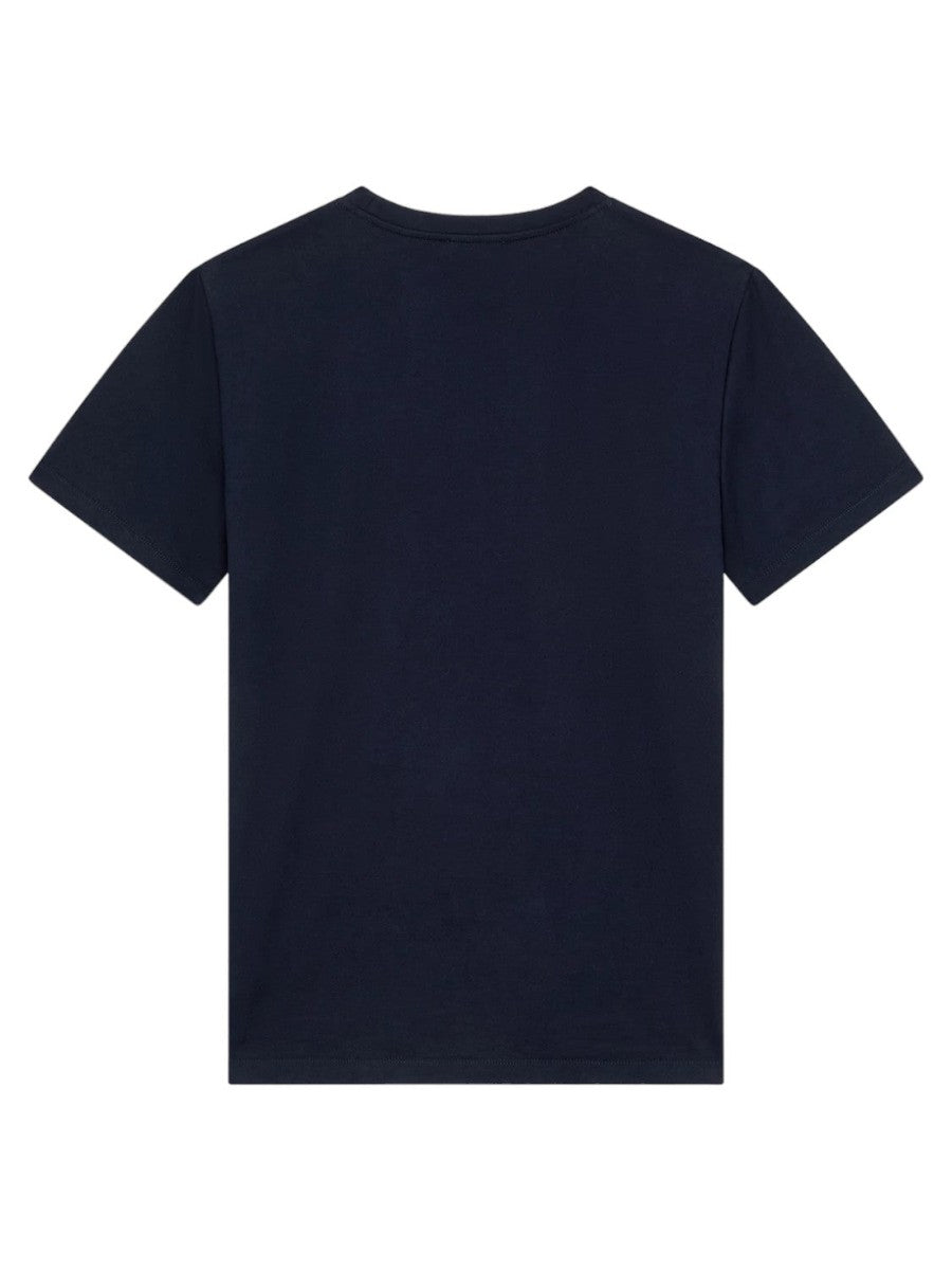 T-shirt Regular in Jersey Blu Inchiostro con Logo D Ricamato-Dondup-T-shirt-Vittorio Citro Boutique