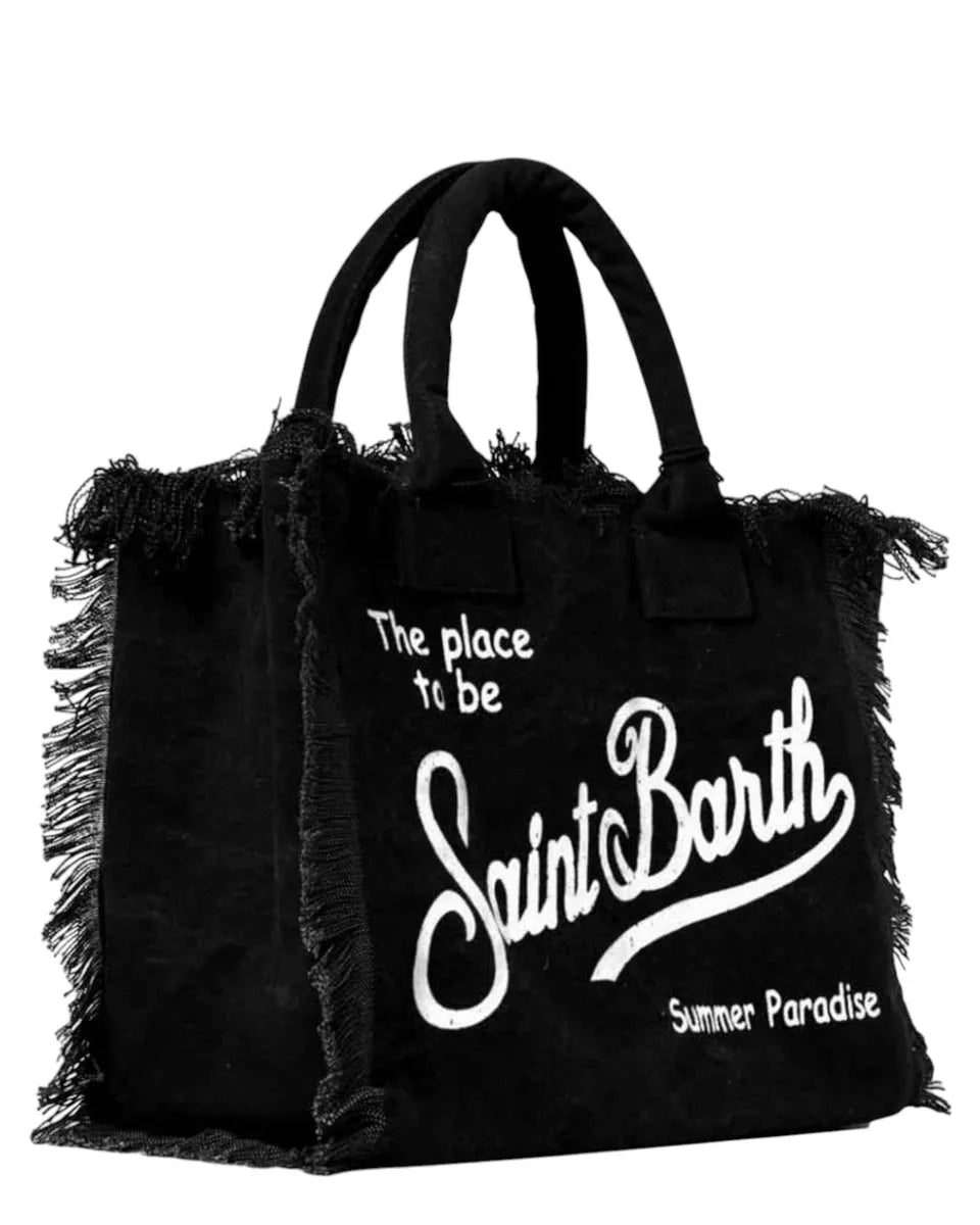 Borsa tote Vanity in cotone tinta unita con frange-Borse a mano-Mc2 Saint Barth-Vittorio Citro Boutique