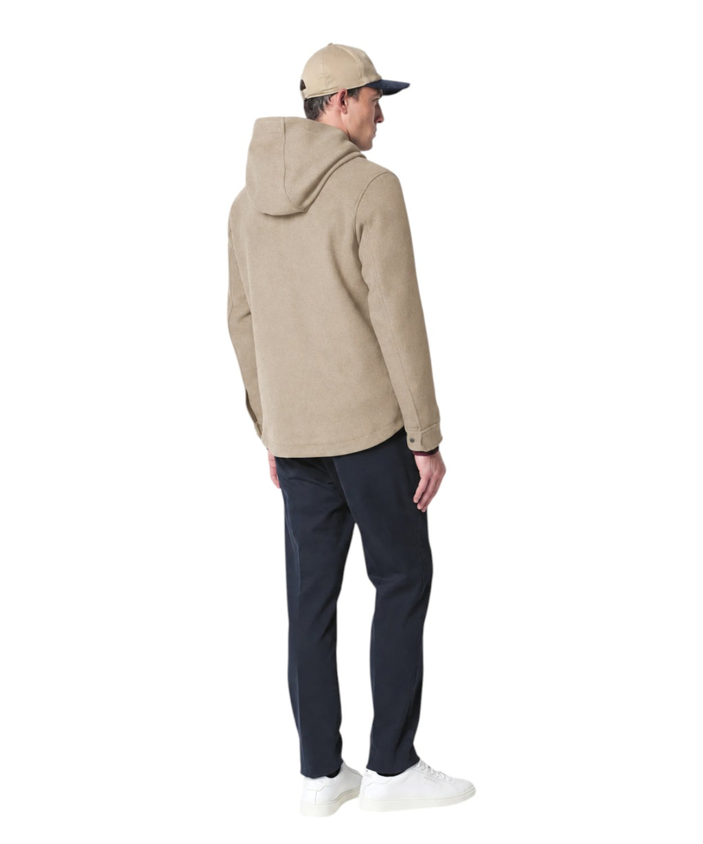 Blouson Homme à capuche en drap mélangé de laine