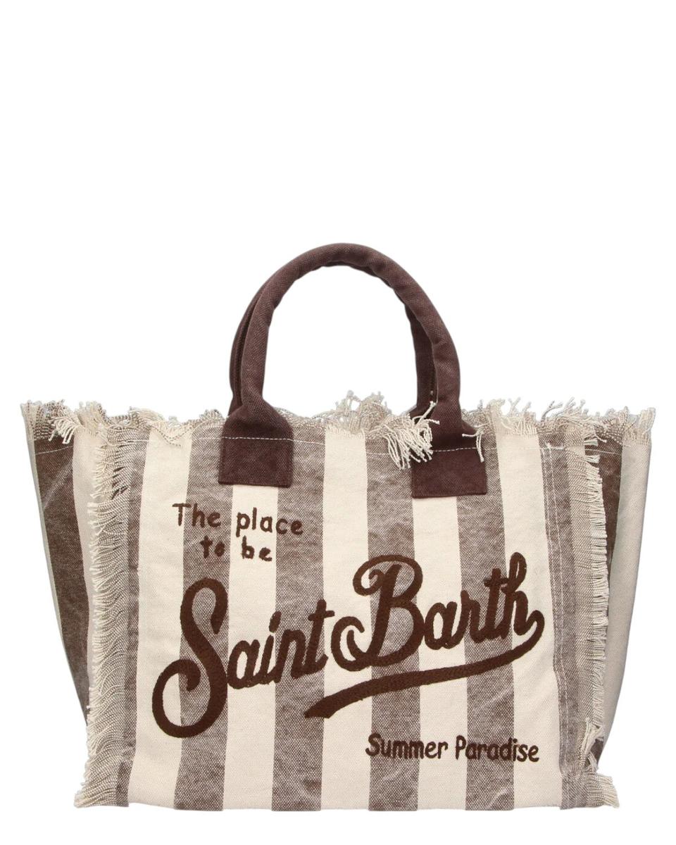 Borsa a Spalla Vanity in Canvas di Cotone a Righe marroni-Mc2 Saint Barth-Borse a spalla-Vittorio Citro Boutique