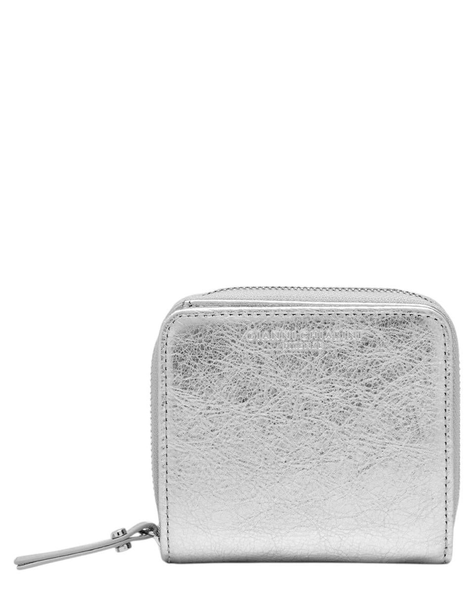 Portafoglio compatto in pelle laminata Gianni Chiarini con zip e bottone-Gianni Chiarini-Portafogli-Vittorio Citro Boutique