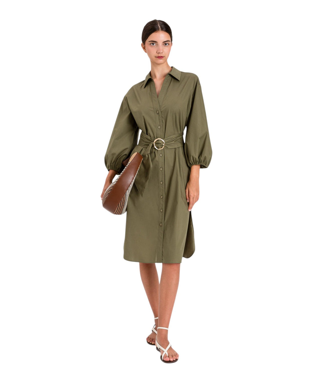 Robe midi en coton Twinset avec boutons et ceinture