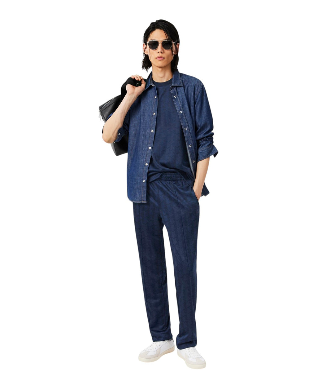 Pantalon de survêtement Lacoste en jacquard avec monogramme ton sur ton