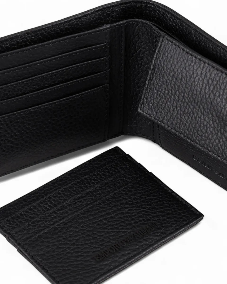 Set Regalo Portafoglio e Portacarte in Pelle Bottalata con Logo-Emporio Armani-Portafogli-Vittorio Citro Boutique