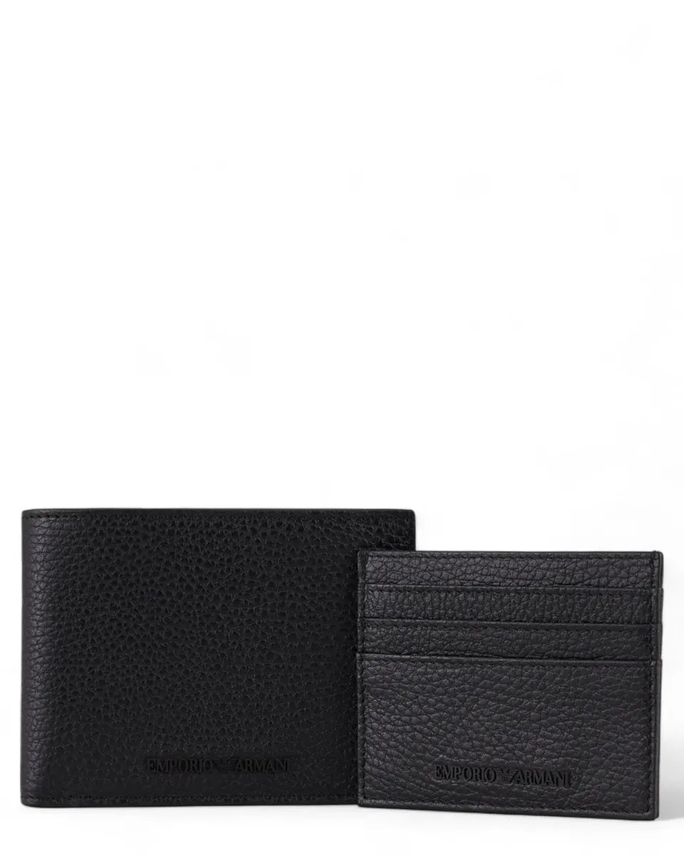 Set Regalo Portafoglio e Portacarte in Pelle Bottalata con Logo-Emporio Armani-Portafogli-Vittorio Citro Boutique
