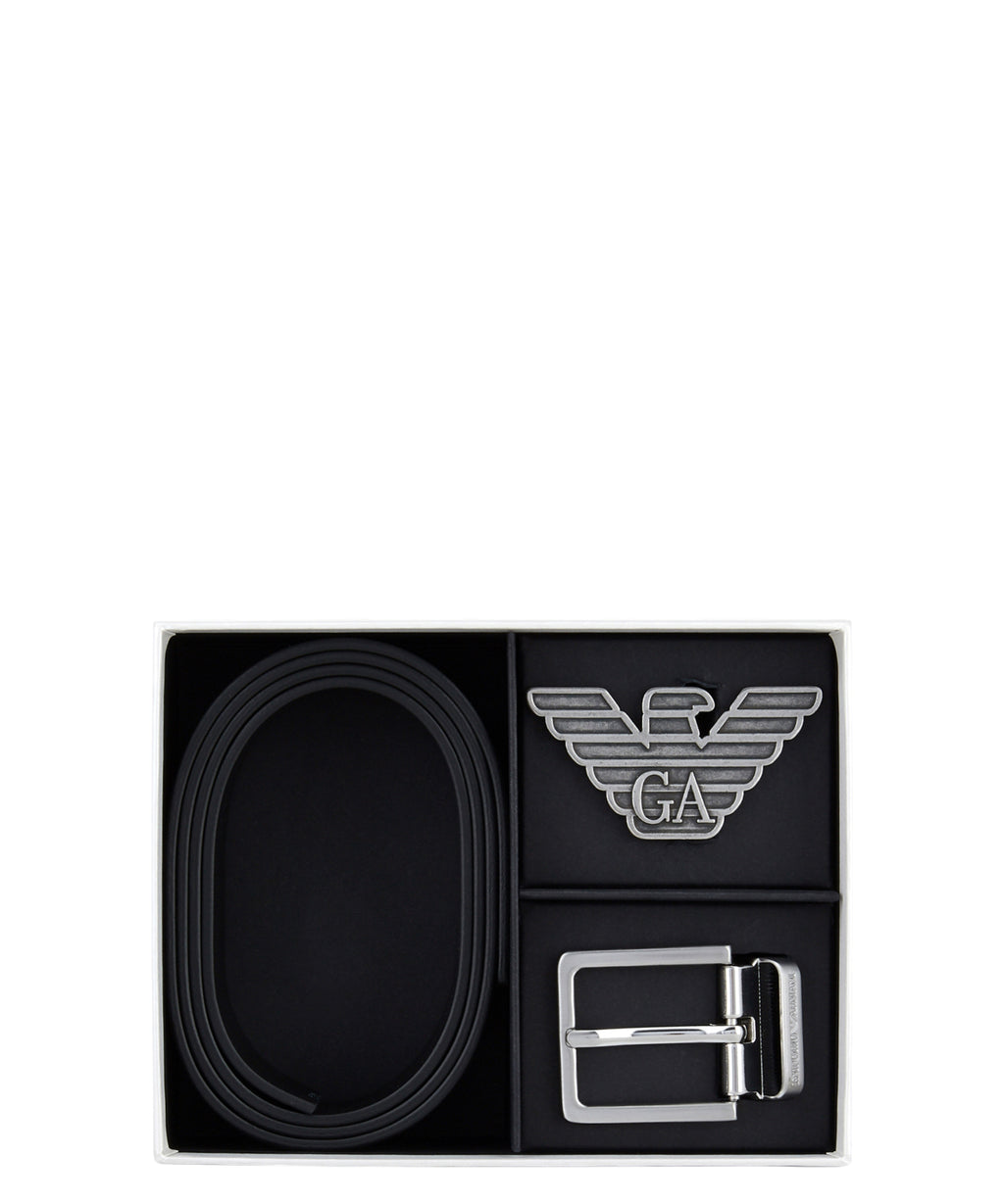 Coffret Cadeau avec Ceinture Réversible en Cuir Saffiano