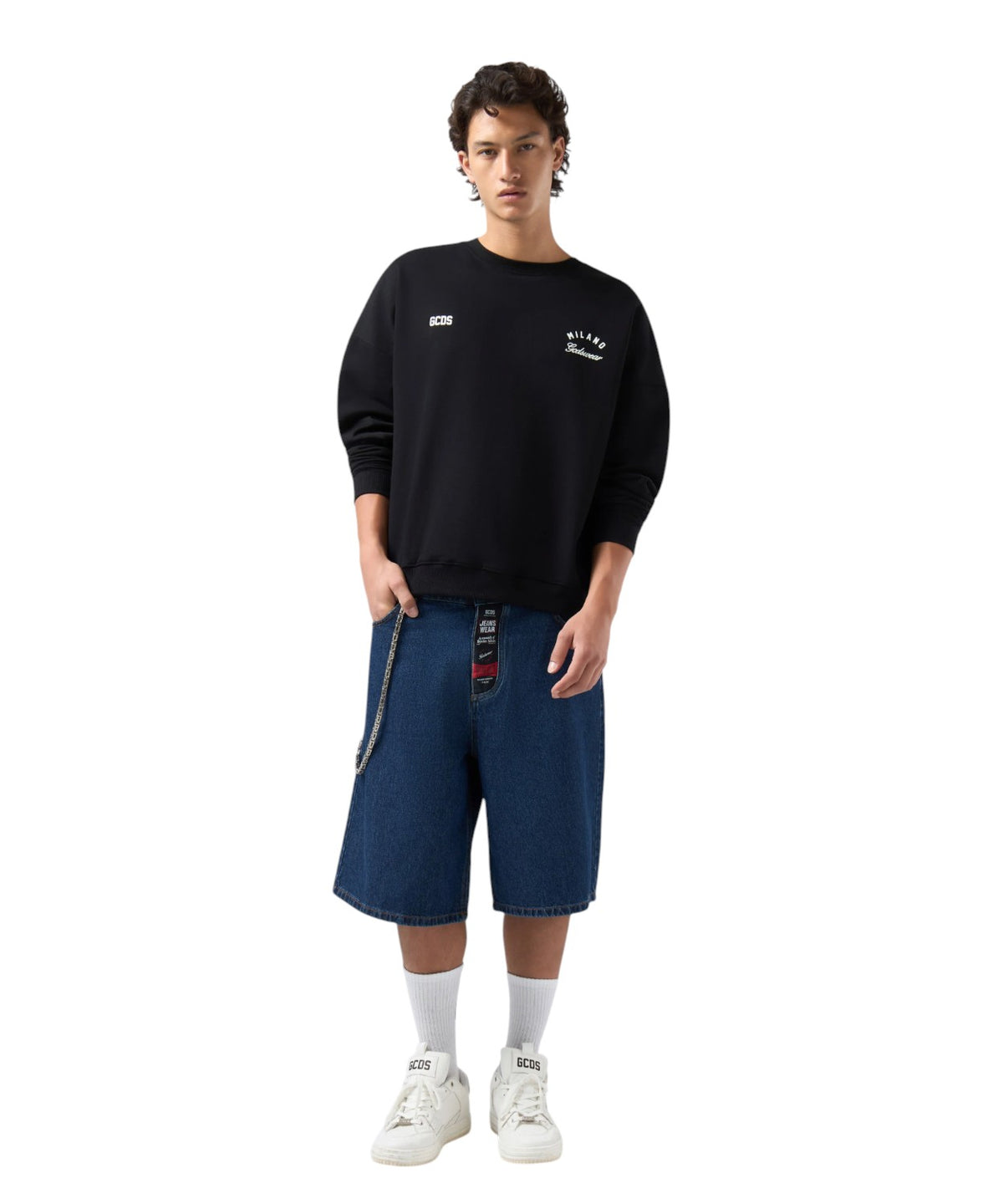 Sweat-shirt GCDS à col rond avec logo à bandes au dos