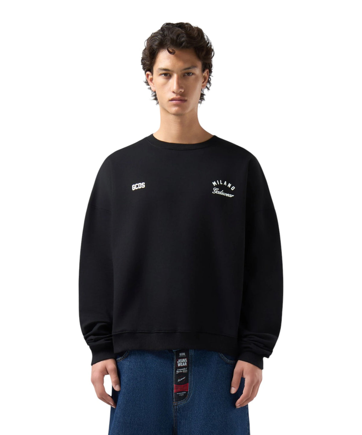 Sweat-shirt GCDS à col rond avec logo à bandes au dos