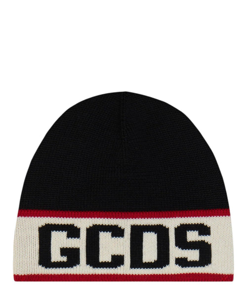Bonnet GCDS en mélange de laine mérinos avec maxi logo