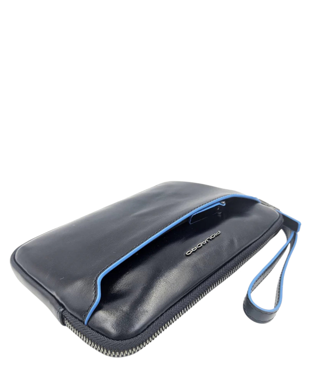 Piquadro Pochette Blue Square en cuir