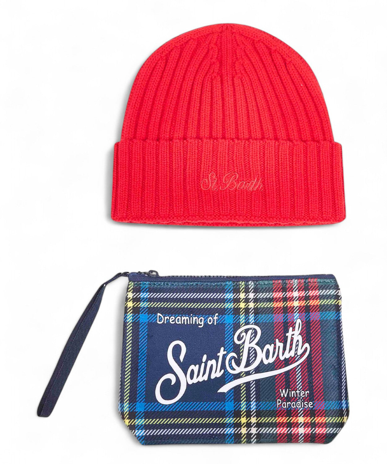 Christmas Box con berretto Wengen e pochette Aline tartan-Mc2 Saint Barth-BOX-Vittorio Citro Boutique
