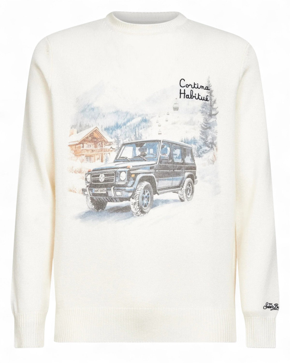 Maglione misto cashmere con jacquard Car Winter Cortina-Mc2 Saint Barth-Maglieria-Vittorio Citro Boutique
