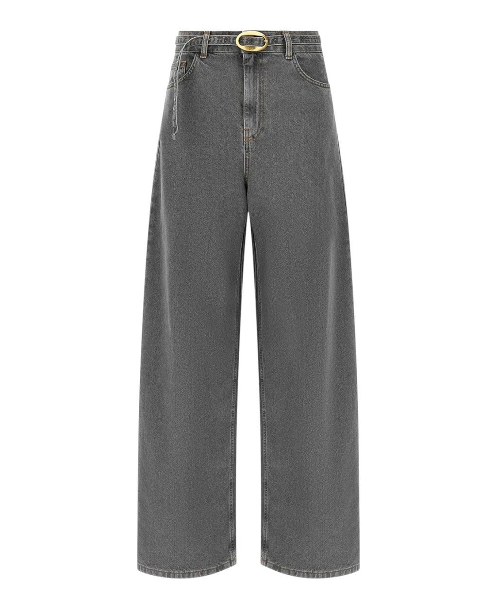 Jeans Twinset gris taille haute à jambe large avec ceinture