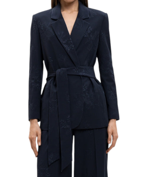 Veste blazer élégante brodée avec ceinture
