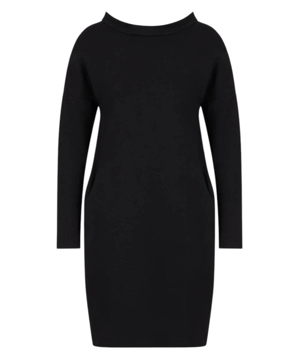 Robe à encolure bateau en tissu point milan