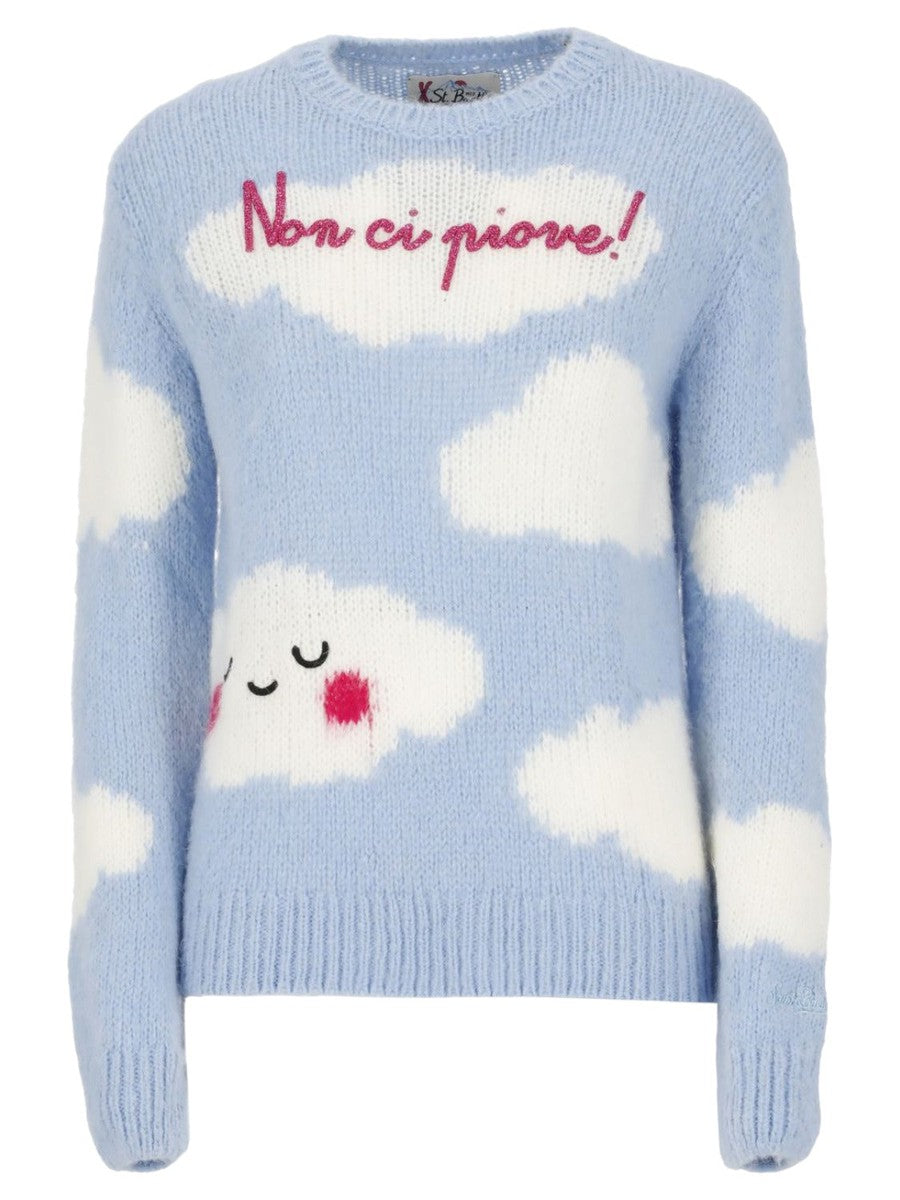 Maglione con ricamo "Non ci piove"-Maglieria-Mc2 Saint Barth-Vittorio Citro Boutique