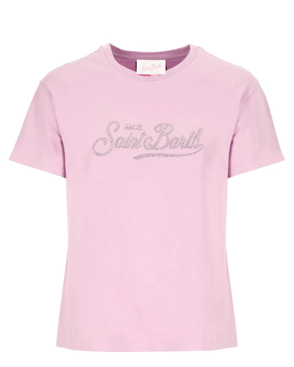 T-shirt in Cotone con Stampa Strass St. Barth-T-shirt-Mc2 Saint Barth-Vittorio Citro Boutique
