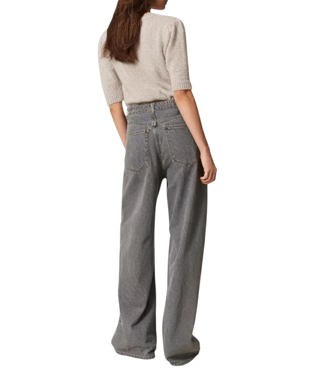Jeans Twinset gris taille haute à jambe large avec ceinture