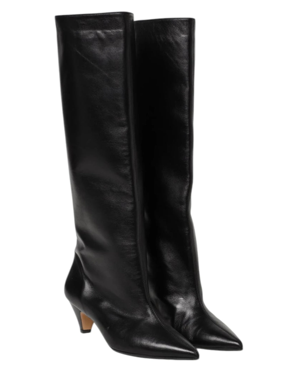 Botte tube femme en cuir noir avec talon de 5 cm