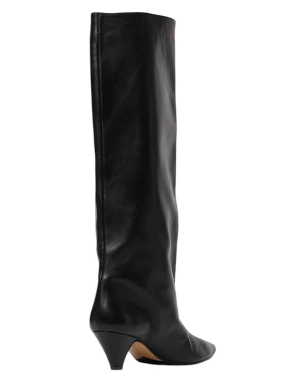 Botte tube femme en cuir noir avec talon de 5 cm