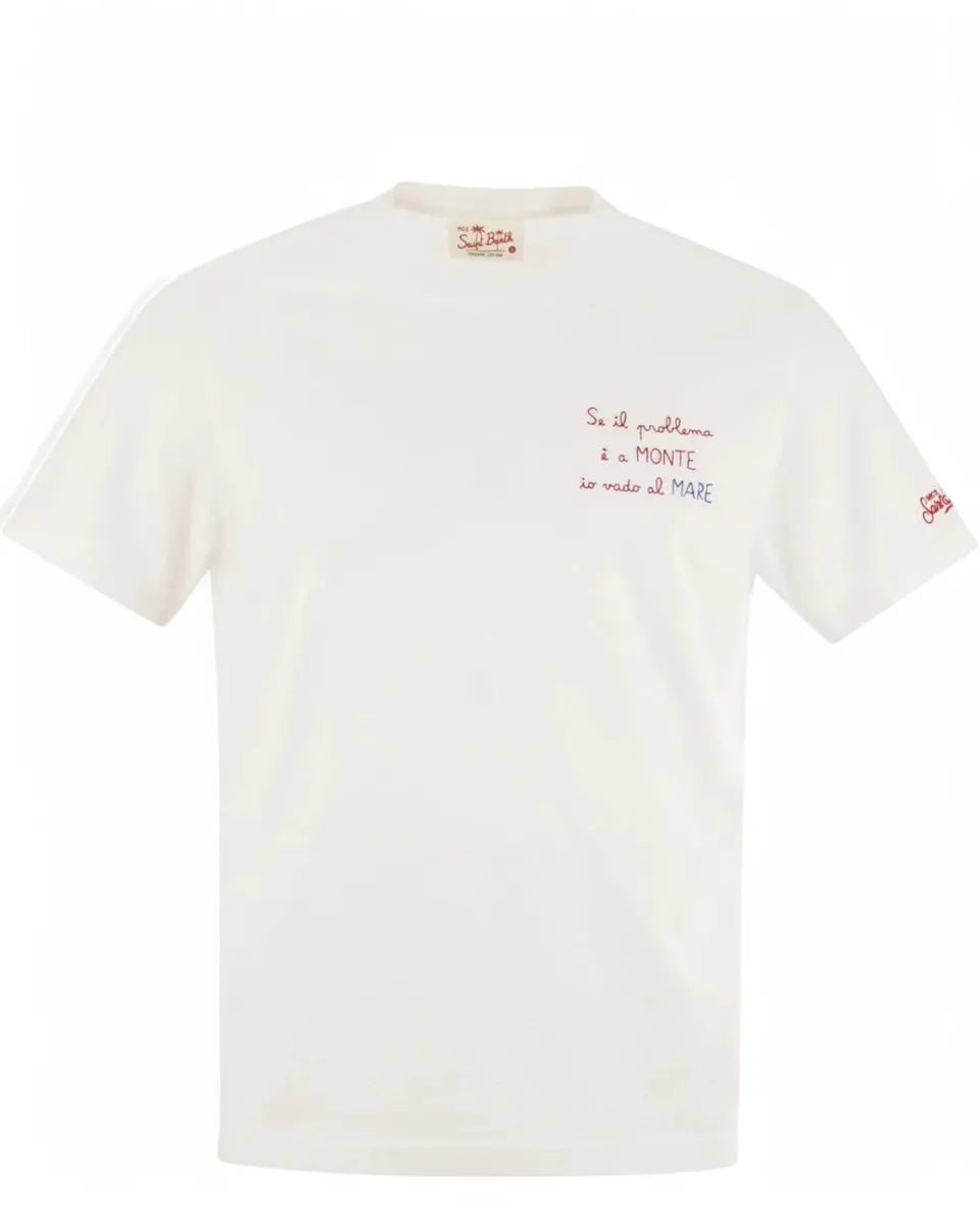 T-Shirt in Cotone con Ricamo Problema a monte...-Mc2 Saint Barth-T-shirt-Vittorio Citro Boutique