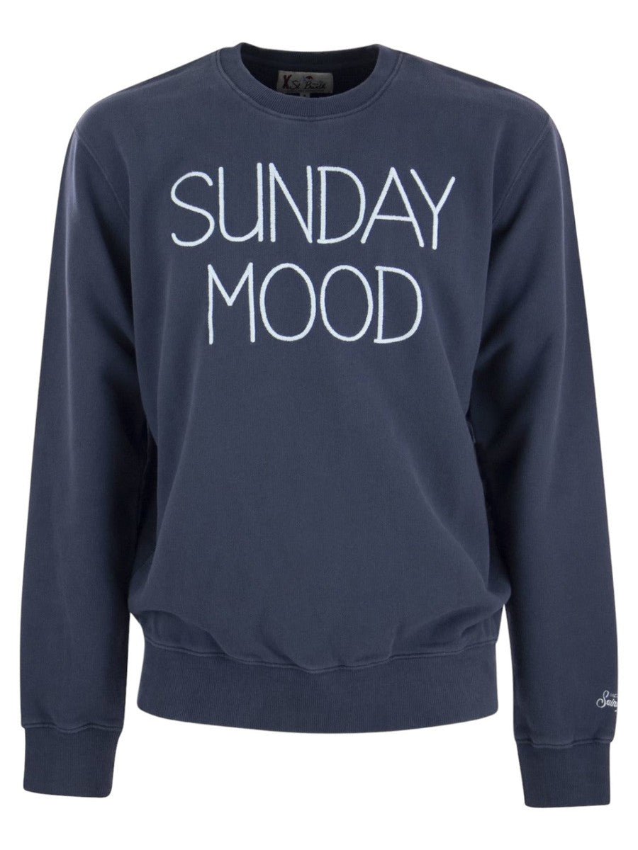 Felpa girocollo con scritta Sunday mood-Mc2 Saint Barth-Felpe-Vittorio Citro Boutique