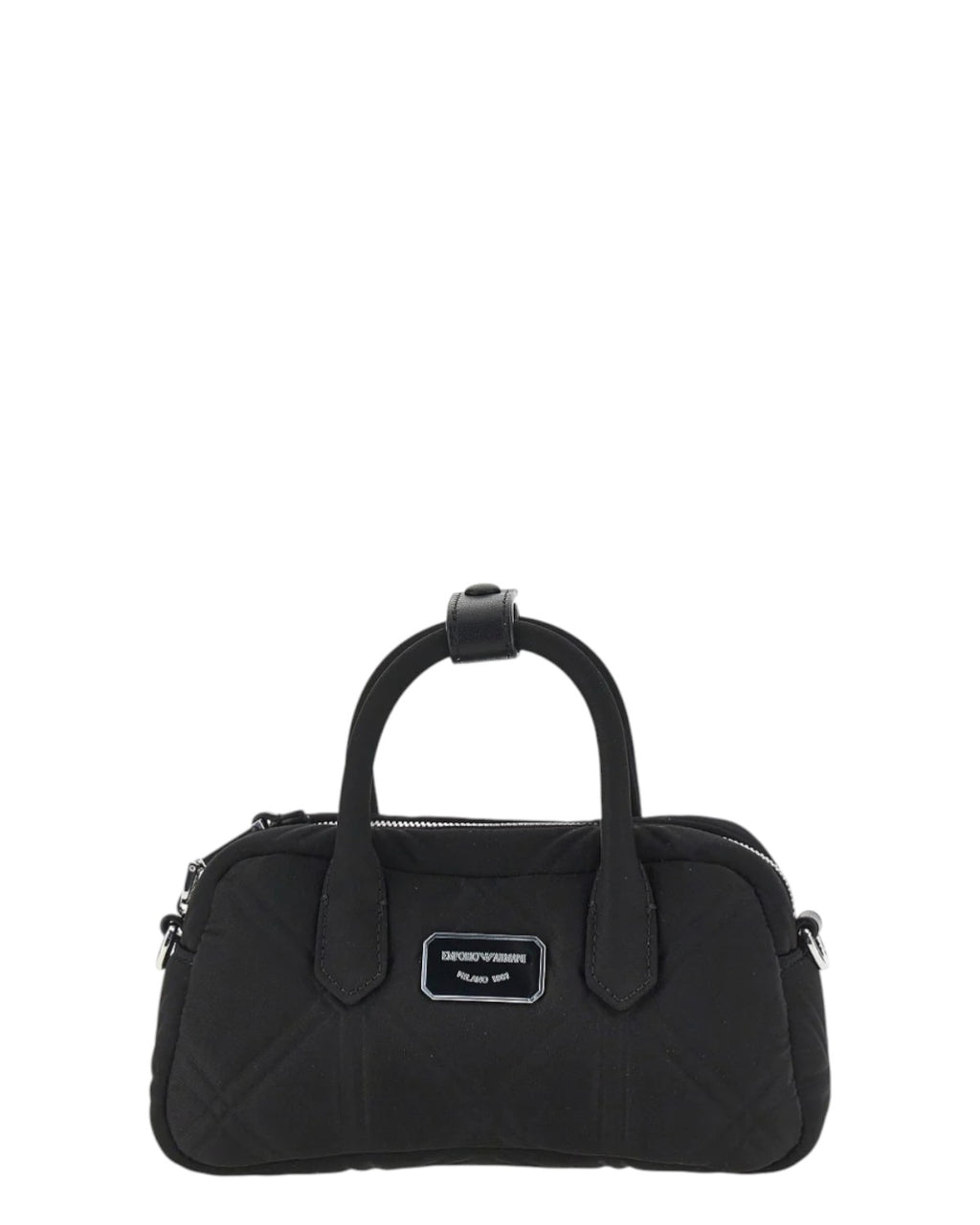 Mini sac bauletto pour femme en nylon matelassé avec bandoulière en cuir