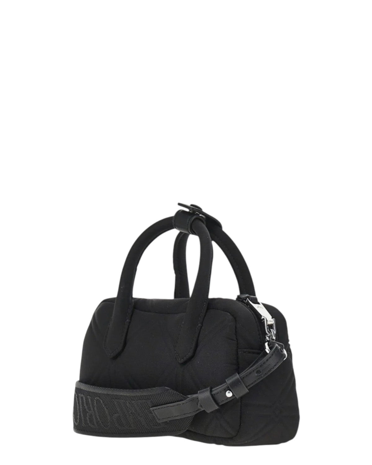 Mini sac bauletto pour femme en nylon matelassé avec bandoulière en cuir