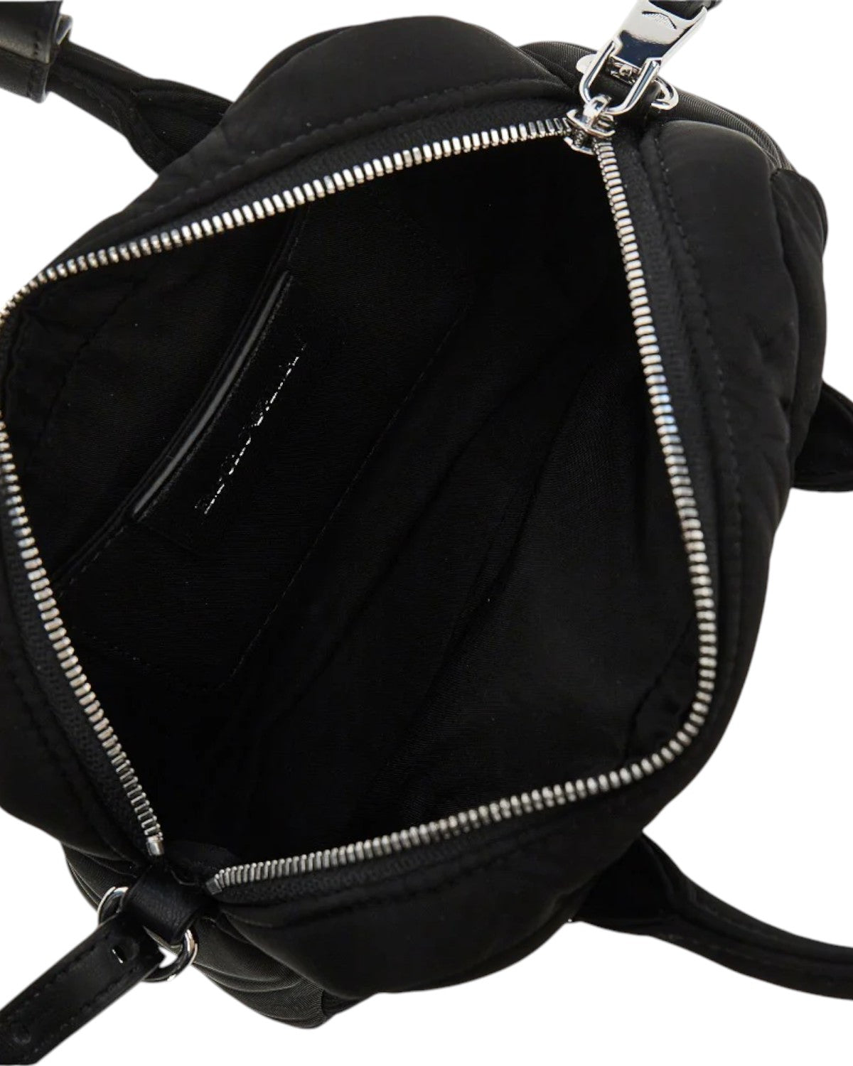 Mini sac bauletto pour femme en nylon matelassé avec bandoulière en cuir