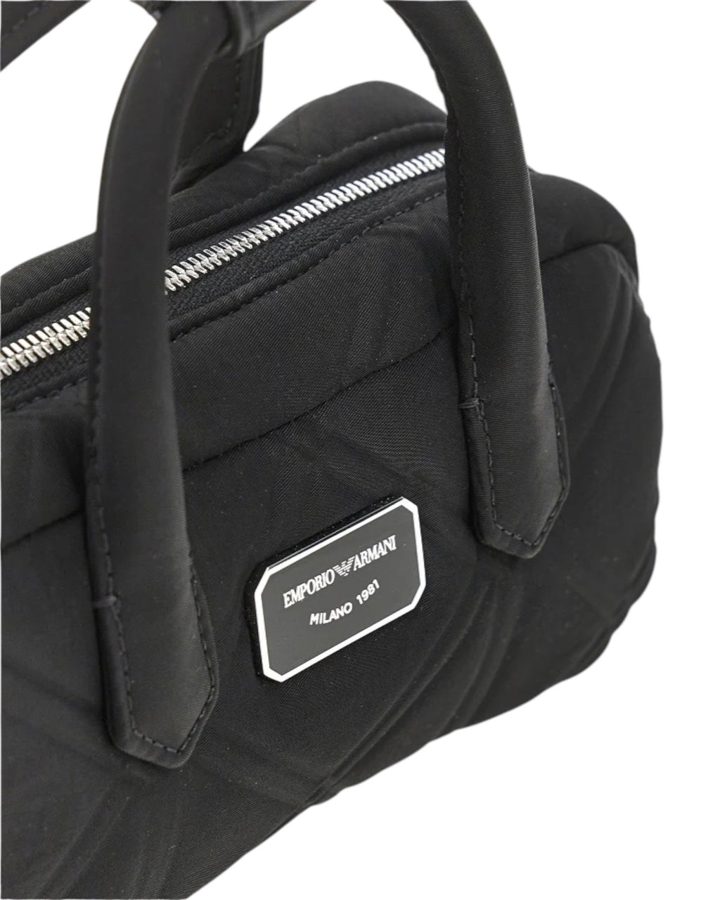 Mini sac bauletto pour femme en nylon matelassé avec bandoulière en cuir
